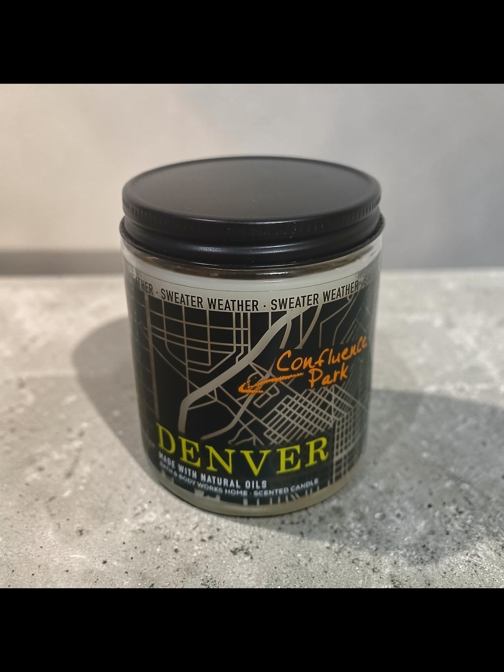 Denver Confluence Park Scented Candle - Black & Yellow Label